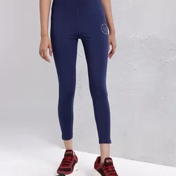 hrx by hrithik roshan Solid Women Blue Tights image 2