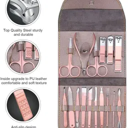 bella hararo 16 in 1 Professional Stainless Steel Manicure Pedicure Kit with Leather Case image 4