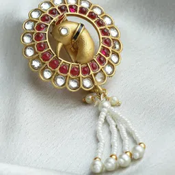 PANASH Gold-Plated Artificial Stones and Beads Brooch-image-15
