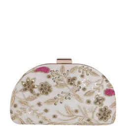 Swisni Floral Embellished Half Moon Clutch-image-47