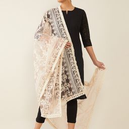 Soch Peach-Coloured & White Embroidered Dupatta-picture-13