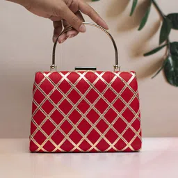 ARTKLIM Embroidered Gota Patti Box Clutch image 1