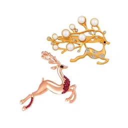 Mahi Set Of 2 Deer-Shaped Wedding Brooch-picture-18