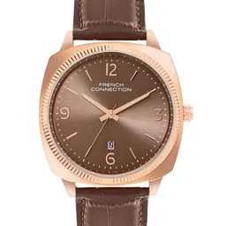 French Connection Men Embellished Dial & Leather Straps Analogue Watch FCN084BRL image 2