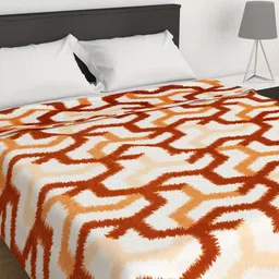 Home Centre Peach-Coloured & Off White Geometric Summer 210 GSM Double Bed Comforter-picture-36