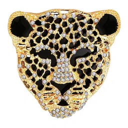 Mahi Men Stone Studded Lion-Face-Shaped Brooch image 2