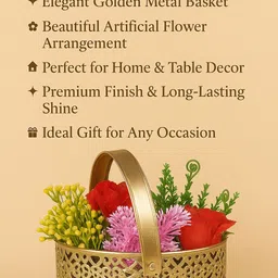 sara Flower Basket with Handle – Decorative Floral Storage & Table Accent Iron Flower Basket image 4