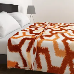 Home Centre Peach-Coloured & Off White Geometric Summer 210 GSM Double Bed Comforter image 3