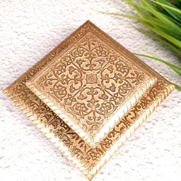 apka mart Beige and GoldToned 2 Pieces Textured Pooja Chowkis image 3