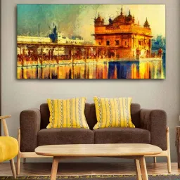Golden A Classic Of Golden Temple Canvas Wall Painting By VibeCrafts image 1