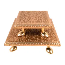 apka mart Beige and GoldToned 2 Pieces Textured Pooja Chowkis image 4