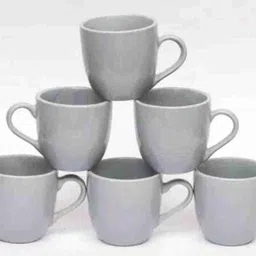ktcestore Pack of 6 Ceramic Exclusive Grey Solid Shine Cups-picture-14