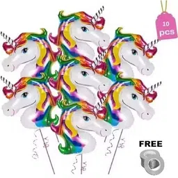 party gliters Printed Unicorn set for birthday decorations (PACK OF 10) PCS WITH FREE RIBBON Balloon-picture-28