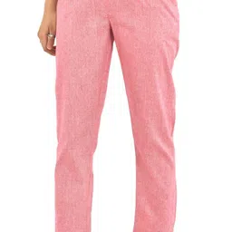 quaclo Women Regular Fit Pink Pure Cotton Trousers image 3
