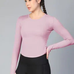 sk store Women Solid Round Neck Reversible Polyester Pink T-Shirt-picture-12