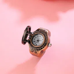 Yellow Chimes Men Solid Brown Stretchable Watch Ring image 1