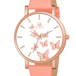 Septem Women White Printed Dial & Orange Leather Straps Analogue Watch-SP-120-Peach image 1