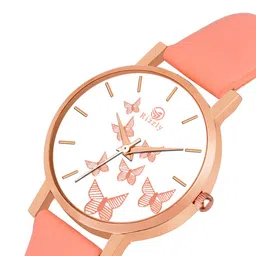 Septem Women White Printed Dial & Orange Leather Straps Analogue Watch-SP-120-Peach image 2