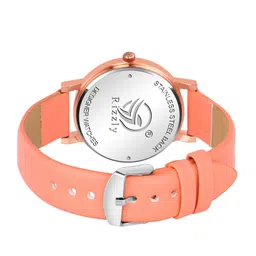 Septem Women White Printed Dial & Orange Leather Straps Analogue Watch-SP-120-Peach image 3