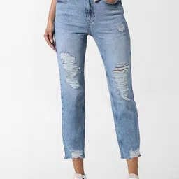 ONLY Women Skinny Fit High-Rise Highly Distressed Heavy Fade Stretchable Jeans image 1