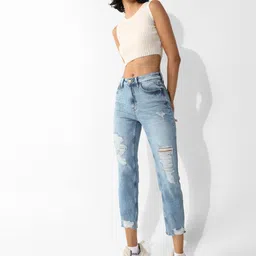 ONLY Women Skinny Fit High-Rise Highly Distressed Heavy Fade Stretchable Jeans image 4