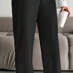 dockstreet Women Loose Fit Black Cotton Blend Trousers-picture-35