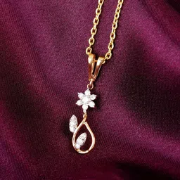 GIVA 18Kt BIS Hallmark Gold Graceful Sparkle Diamond Pendant-picture-49