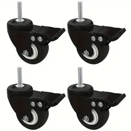 queed 2.5" Casters with Brake Lock Rubber Furniture Caster image 4