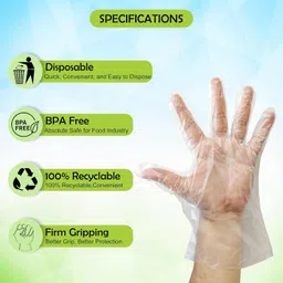 tick mark Clear Plastic Gloves For Food Service, Kitchen, And Daily Cleaning Wet and Dry Disposable Glove Set image 3