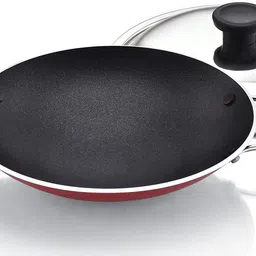 bluline Irrational Non-Stick Aluminium Appachatti with Stainless Steel lid Appachatty with Lid 1 L capacity 22 cm diameter-picture-27