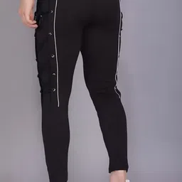 mindsart genz Men Striped Black Track Pants image 2