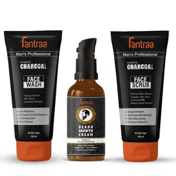 Fantraa Men Set of Beard Growth Cream Charcoal Face Wash & Scrub-image-58