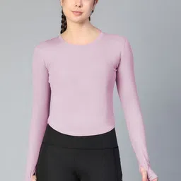 sk enterprise Women Solid Round Neck Reversible Polyester Pink T-Shirt image 1