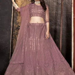 Satrani Embroidered Sequinned Semi-Stitched Lehenga & Unstitched Blouse With Dupatta-picture-24