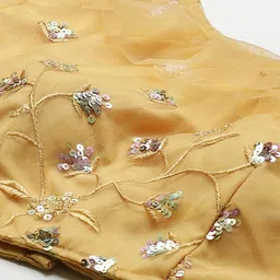SHOPGARB Mustard Yellow & Golden Semi-Stitched Lehenga & Unstitched Blouse with Dupatta image 5