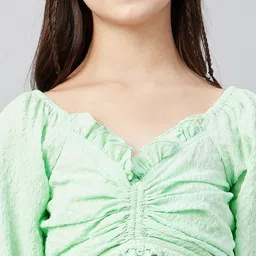 Athena Girl Green Print Crop Top image 2