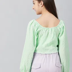 Athena Girl Green Print Crop Top image 5