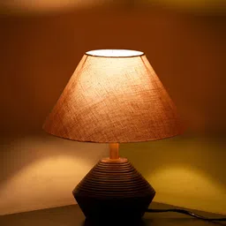 Devansh Grey Wooden Contemporary Semi-Sphere Table Lamp image 4