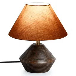 Devansh Grey Wooden Contemporary Semi-Sphere Table Lamp image 5
