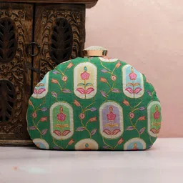 ARTKLIM Floral Printed Embroidered Half Moon Clutch-picture-48