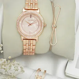 JOKER & WITCH Women Rose Gold-Toned Dial Analogue Watch With Bracelet & Ring-JWLT612-picture-22
