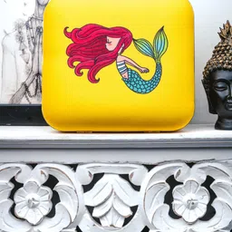 NR By Nidhi Rathi Yellow & Red Mermaid Printed Box Clutch-picture-28
