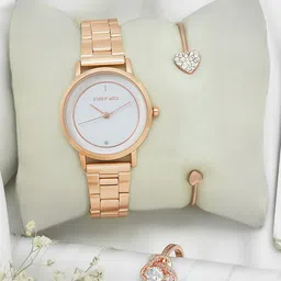JOKER & WITCH Women White Dial & Rose Gold Toned  Analogue Watch With Bracelet & Ring- JWL-picture-32