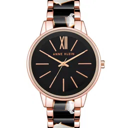ANNE KLEIN Women Black Embellished Dial & Rose Gold Toned Bracelet Style Straps Analogue Watch AK1412BTRG-image-26