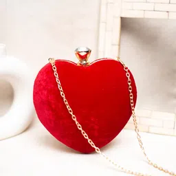 ARTKLIM Heart Shape Velvet Box Clutch-image-3