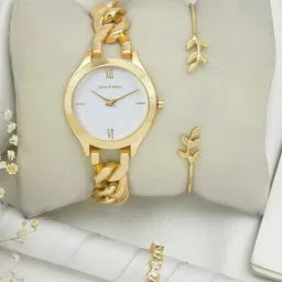 JOKER & WITCH Women Gold Toned Stainless Steel Analogue Watch With Bracelet & Ring-picture-47