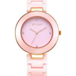 Titan Women Pink Dial & Pink Ceramic Bracelet Style Straps Analogue Watch-picture-41