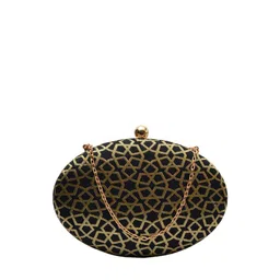 ARTKLIM Black & Gold-Toned Embroidered Box Clutch image 4