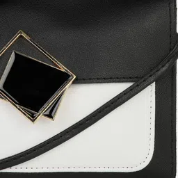 HAUTE SAUCE by Campus Sutra Black & White Colourblocked Envelope Clutch image 5
