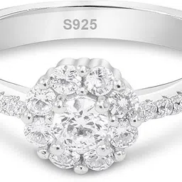 tweov Sterling Silver Cz Studded Floral Design Ring for Women Sterling Silver Rhodium Plated Ring-picture-26